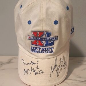 Autographed Super Bowl XL 40 2006 Football Cap Seahawks vs Steelers Collectible
